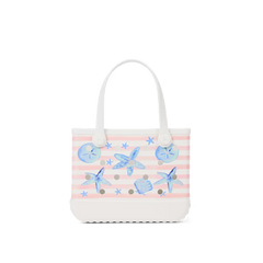Bitty Bogg Bag - Pink Stripes & Blue Shells